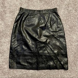 80s Vintage Genuine Leather Ann Taylor High-Waisted Mini Skirt